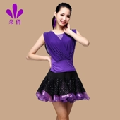 Mùa xuân và mùa thu Square Dance Trang phục Áo dài Tay áo lưới Lantern Lantern Ballroom Latin Dance Dress Nữ Dancing Quần áo Ren - Khiêu vũ / Thể dục nhịp điệu / Thể dục dụng cụ