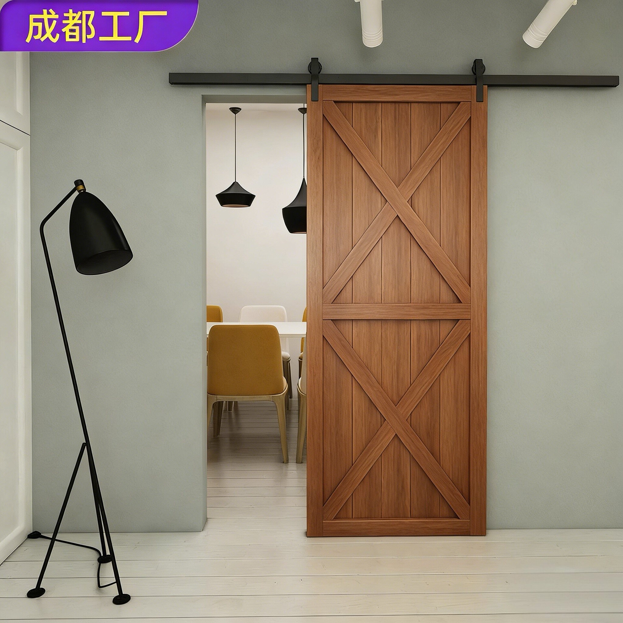 谷仓门定制吊轨移门外挂推拉门图片