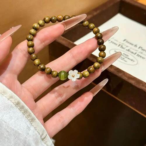 「木上花」黎深同款手链绿檀木手串轻奢简约高级感七夕手工