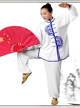 双面太极扇功夫扇五角星表演道具扇舞蹈塑料扇骨好开合爱我中华
