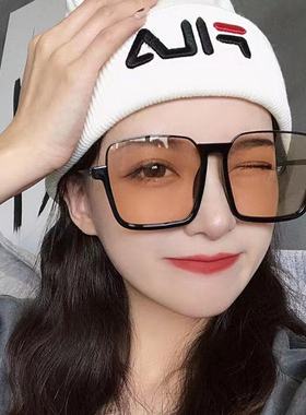 墨镜女半框高级感2024新款复古方形个性太阳镜大脸显瘦素颜防蓝光
