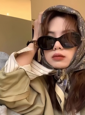 猫眼墨镜女高级感2024新款椭圆形复古防紫外线太阳镜墨镜欧美个性