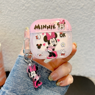 可爱米妮适用苹果AirPods4耳机壳pro第二代ipod无线蓝牙3充电仓盒1防摔软可爱卡通女新款airpodspro2保护套