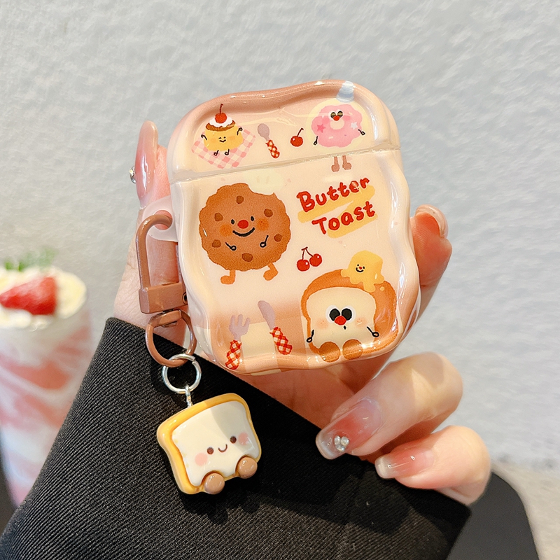 INS创意曲奇饼干吐司适用airpodspro2苹果无线蓝牙耳机壳airpods4新款AirPods1/2代耳机套硅胶防摔三代保护套
