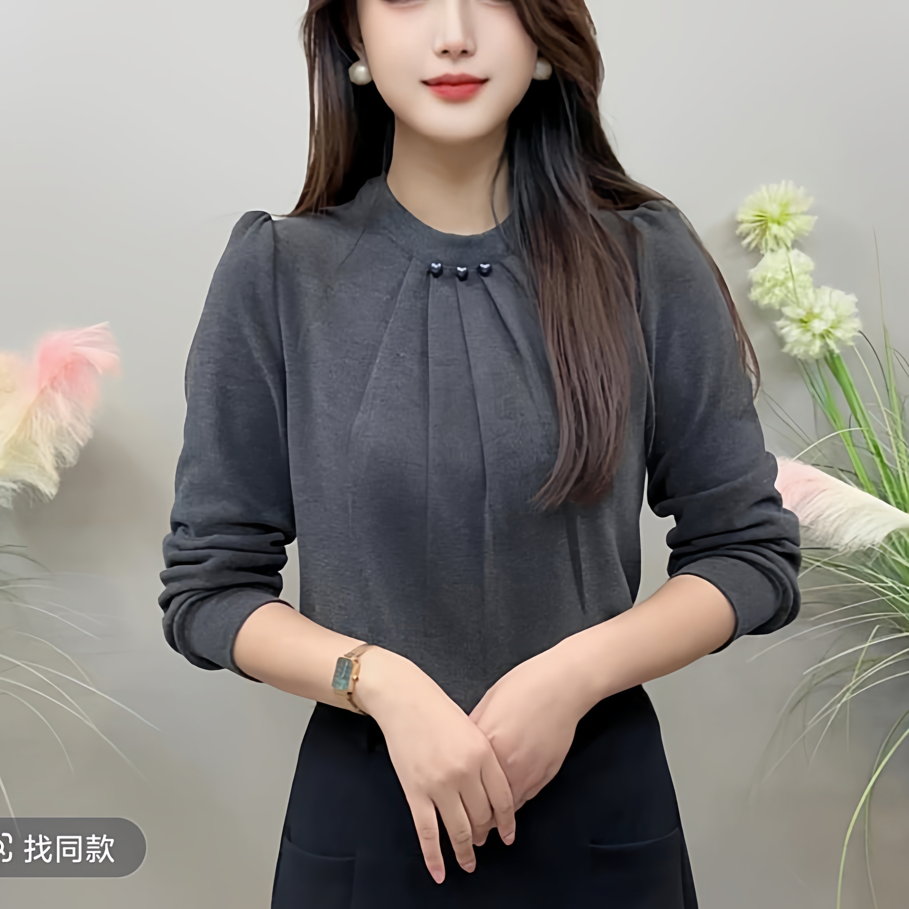 2025春秋季新款钉珠减龄显瘦衬衫