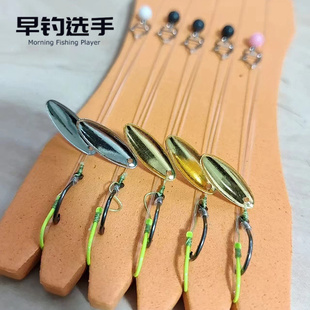 天外飛仙微物利器5*15mm甲虫改进型双钩瓜子亮片钓组路亚套装50副