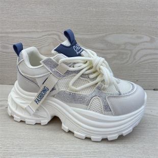 百搭内增高炸街女鞋 女运动休闲鞋 透气 网面厚底老爹鞋 2026春夏新款