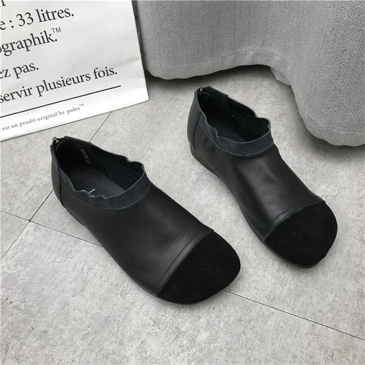 复古风时尚拼接后拉链女单鞋特价