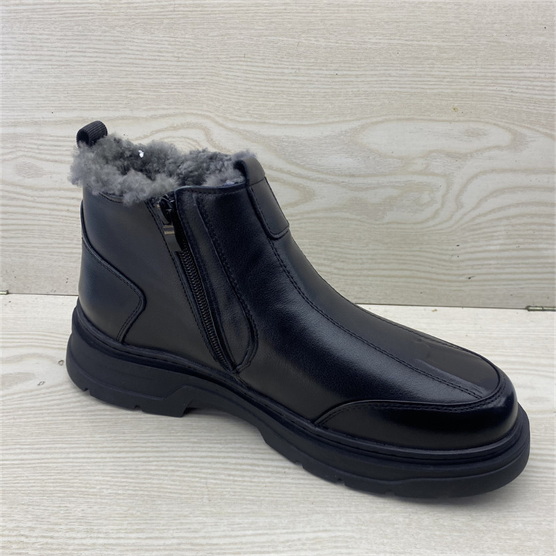 男士羊毛保暖厚底短靴冬季棉鞋