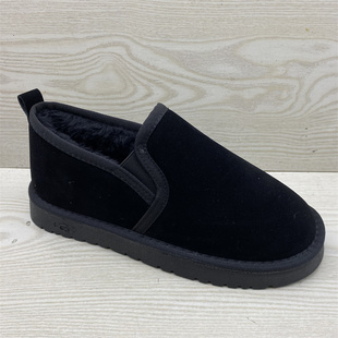 绒面雪地靴2025冬季新款男士加绒加厚保暖乐福鞋一脚蹬舒适男棉鞋