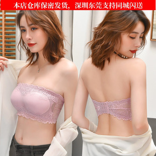 夏季隐形性感一字围蕾丝裹胸抹胸伪娘变装无钢圈舒适内衣薄款文胸