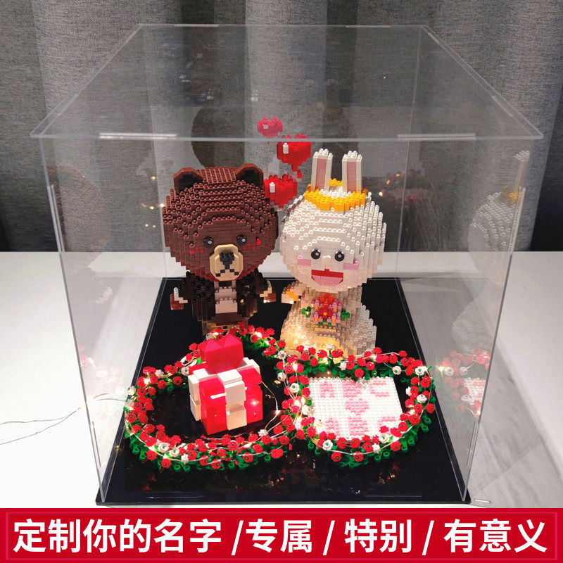 中国积木花束生日礼物女孩系列结婚情人节大人成年高难度拼装玩具