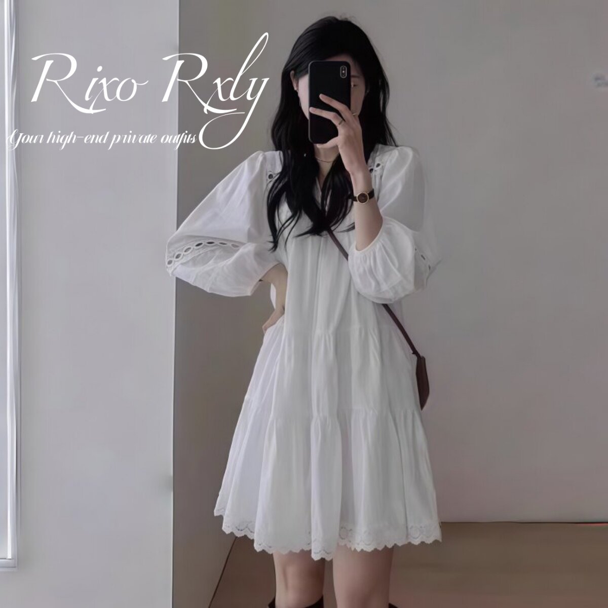 RIXO RXLY法式白色衬衫连衣裙女春夏季小个子仙女裙显瘦a字中长裙