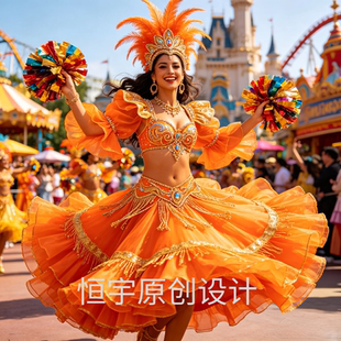 新款桑巴舞大摆裙主题乐园巡游演出服装