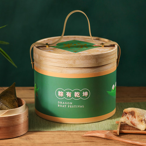 高档仿竹编端午粽子礼品盒