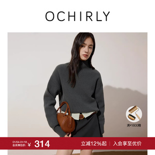 100%羊毛套头毛衣女烟管领保暖高级冬季 欧时力 末折扣 尖货 季