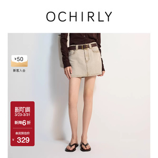 OCHIRLY欧时力 100%棉牛仔半身裙短裙A字淡人穿搭早春夏
