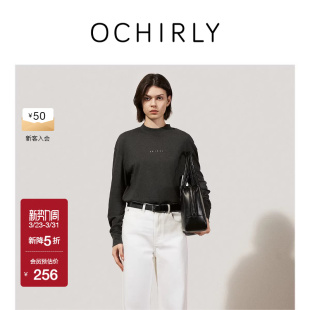 尖货 t恤宽松印花休闲春款 OCHIRLY欧时力 PIMA棉套头针织衫