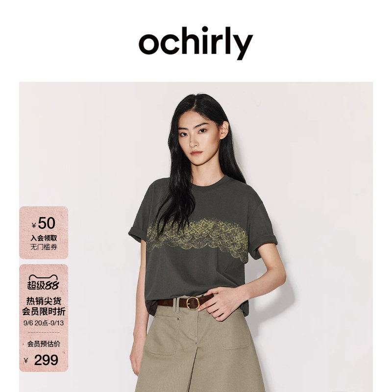 OCHIRLY欧时力印花宽松短袖t恤图片