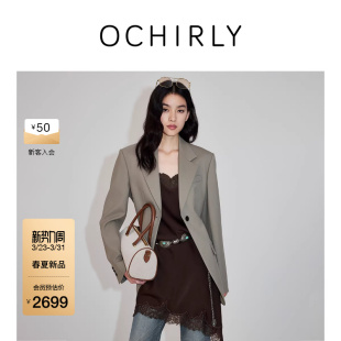 羊毛精纺呢收腰西装 OCHIRLY欧时力 外套中长高级2026春季 新品