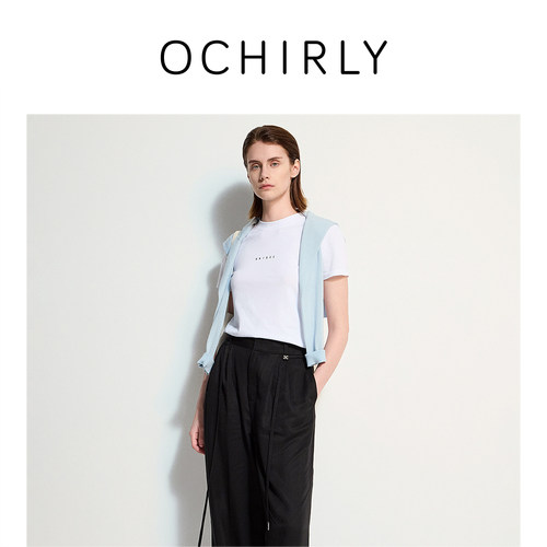 OCHIRLY欧时力圆领印花短袖t恤