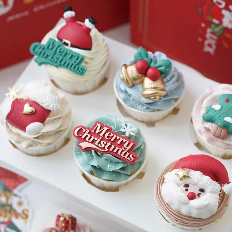 圣诞节硅胶模具蛋糕巧克力翻糖摆件圣诞老人雪人造型蝴蝶结模具