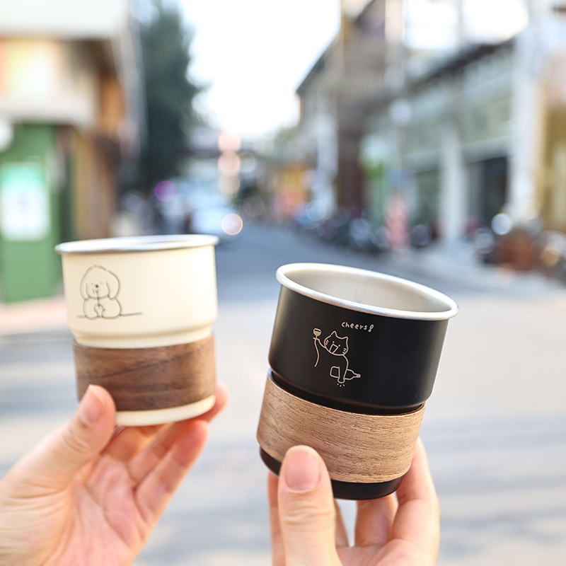 原创喵星人304不锈钢户外露营杯