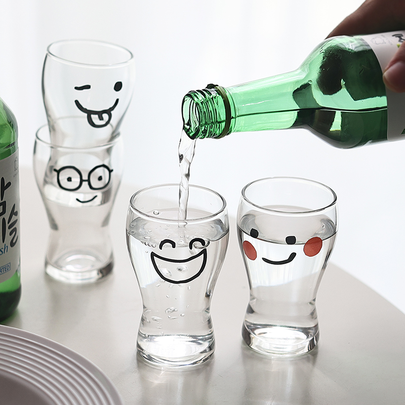 原创笑脸表情玻璃杯果汁冷饮杯子