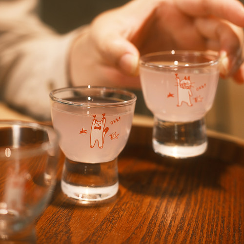 原创可爱OKK小猫小狗玻璃小酒杯