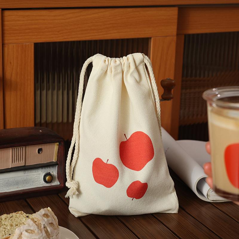 苹果帆布便携束口袋抽绳袋