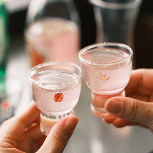 原创桃子透明玻璃小酒杯酒具套装
