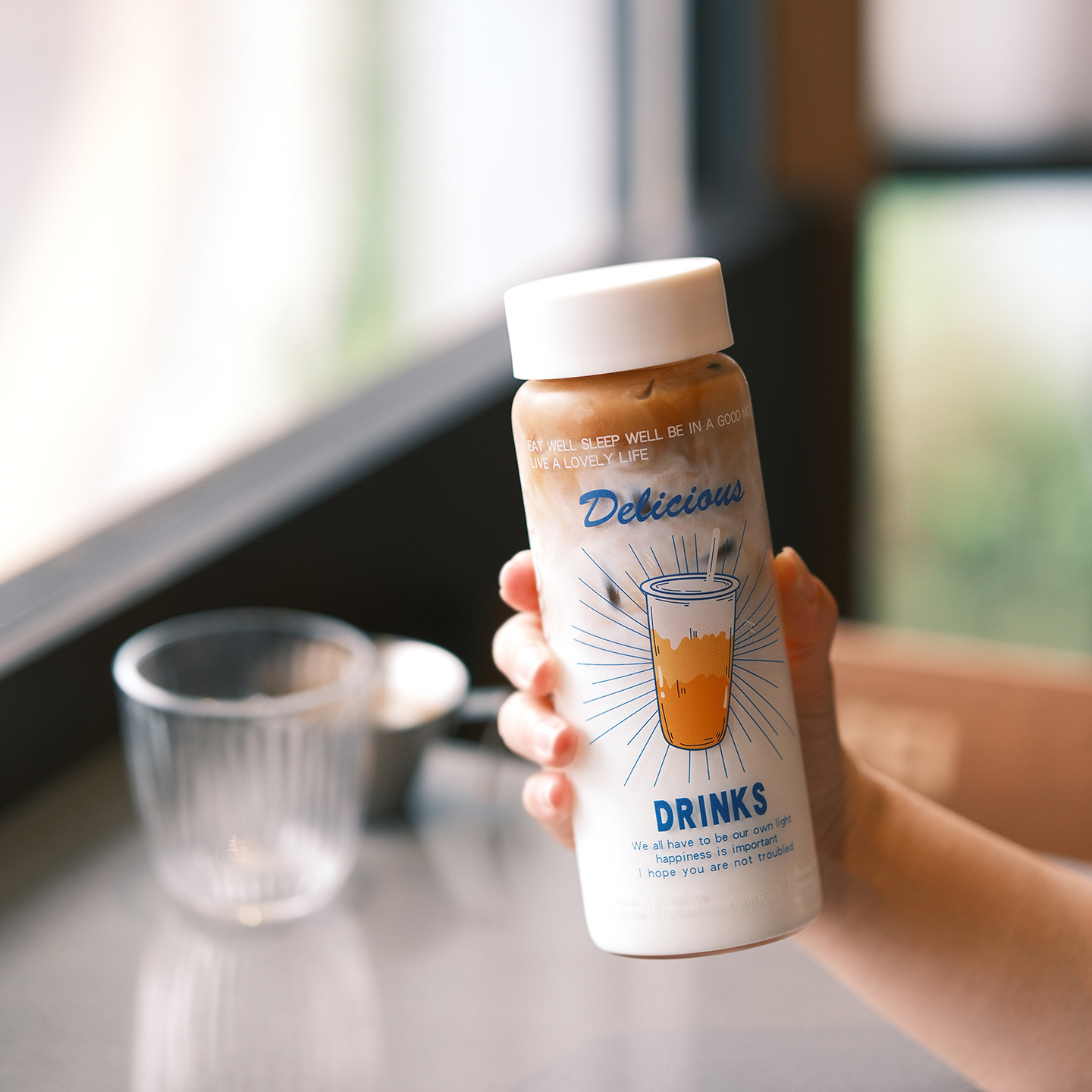 原创字母耐热玻璃杯便携咖啡杯冷萃杯冷萃瓶果汁饮料杯泡茶杯水杯