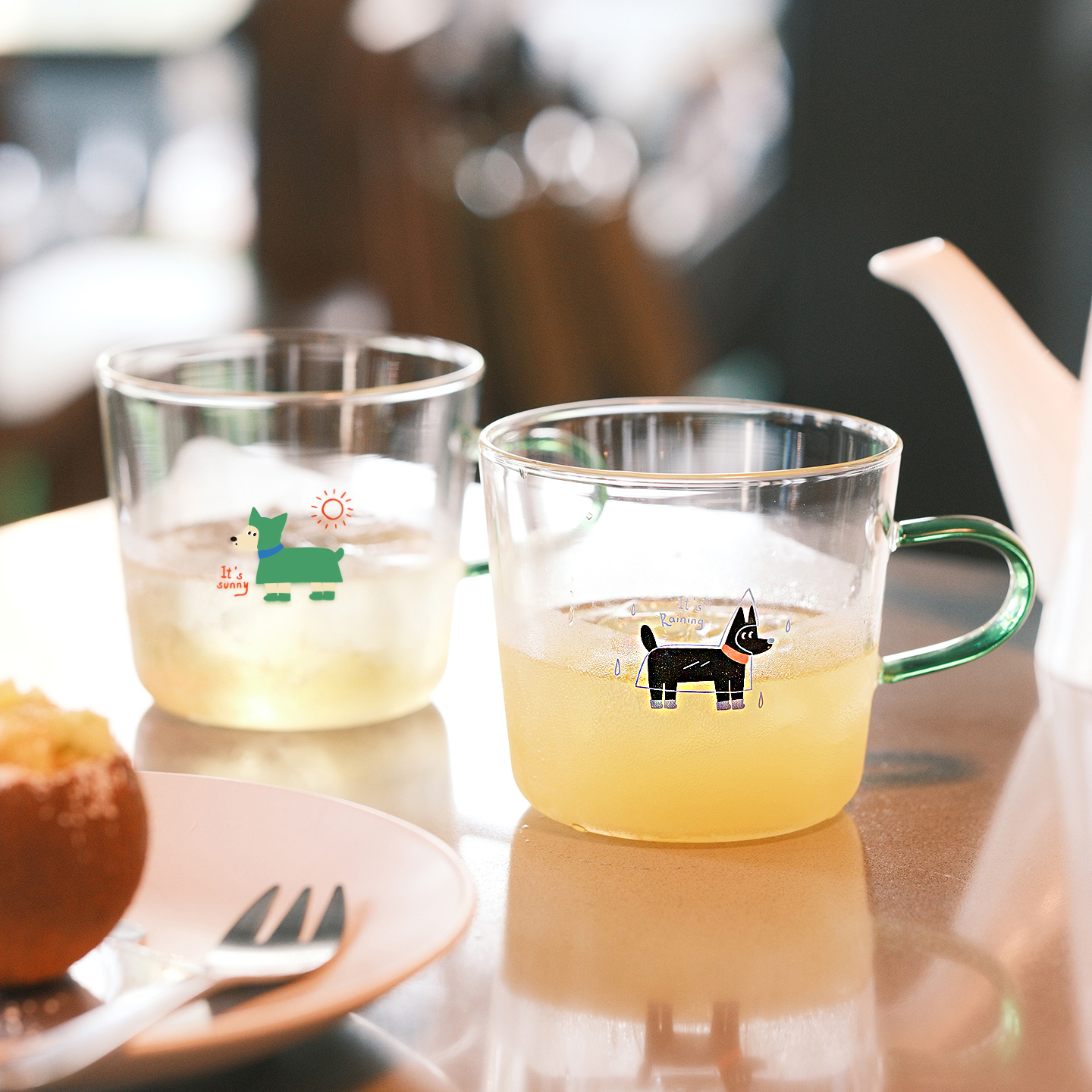 原创雨衣狗狗带手柄耐热玻璃杯子