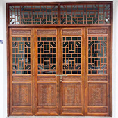 东阳木雕中式 仿古门窗实木花格门窗寺庙木门花窗格栅隔断雕花木门