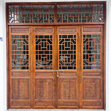 东阳木雕中式仿古门窗实木花格门窗寺庙木门花窗格栅隔断雕花木门
