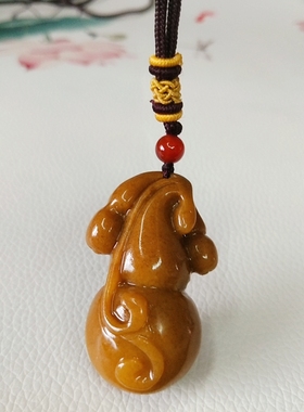 【翠玉吉祥】纯天然黄龙玉葫芦吊坠挂件玉石挂件吊坠葫芦吊坠