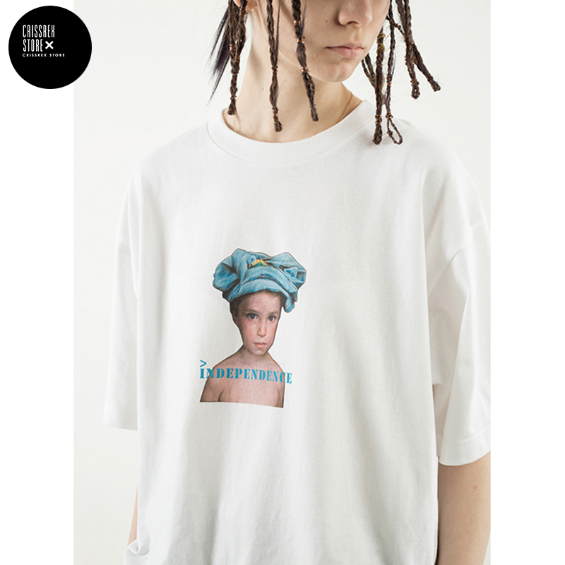 B.L.I.N.D / NO PLAN 18SS Сº¢ÈËÏñÊýÂëÖ±ÅçTEE ºÚ°×Á½É«TÐô