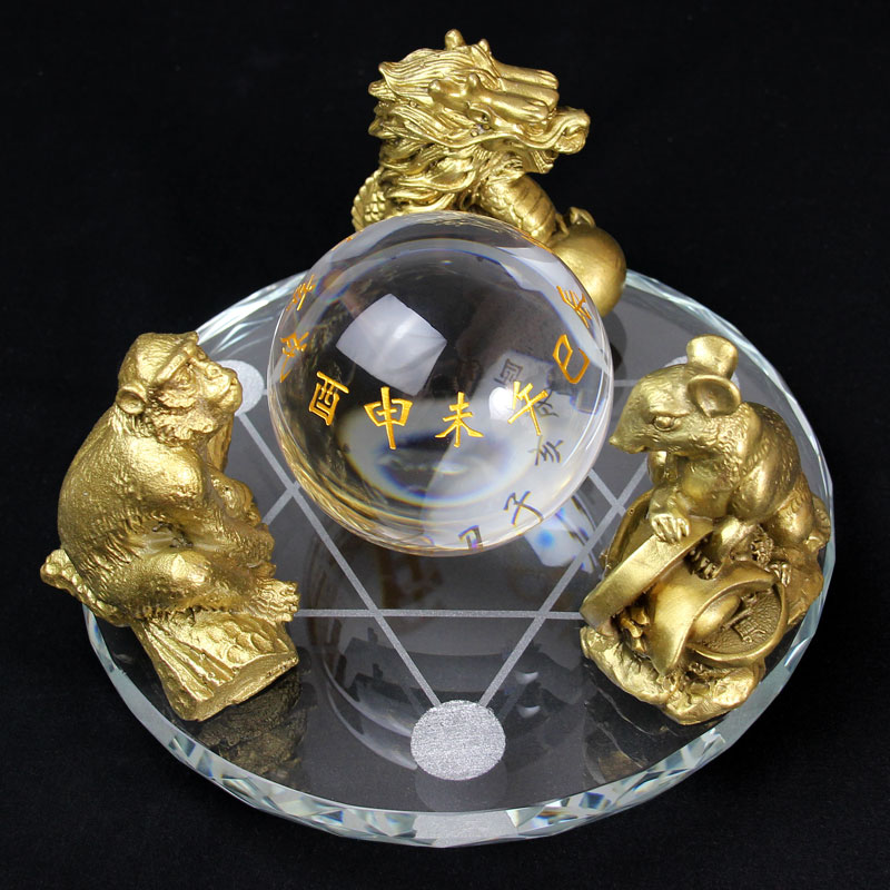 十二生肖摆件虎马狗蛇鸡牛水晶球