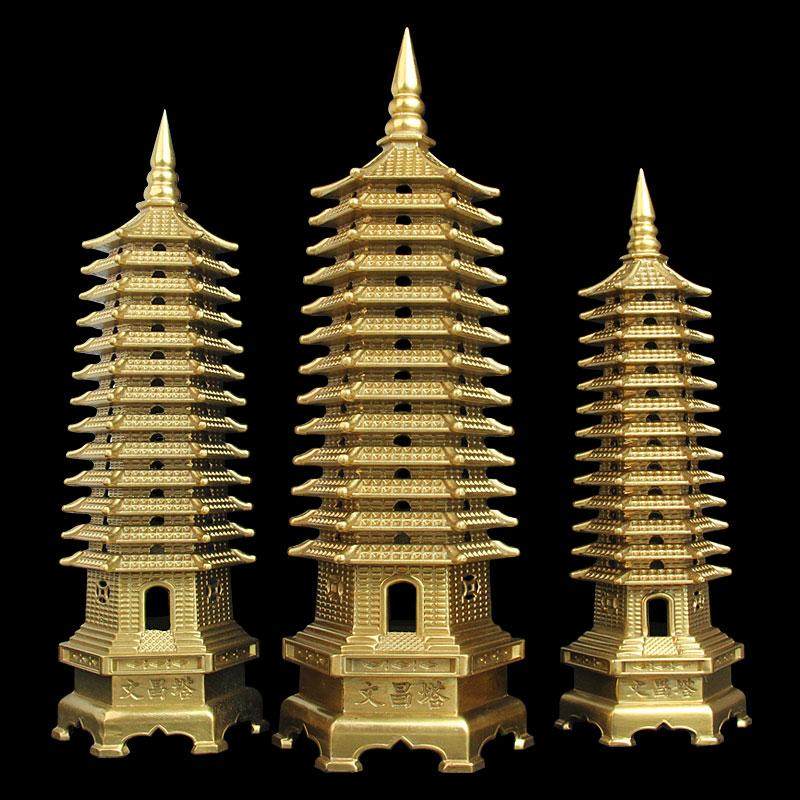 铜文昌塔13层黄铜十三层男女孩书房办公室客厅摆件塔家居工艺品