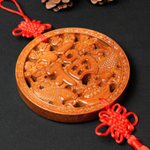 桃木福字挂件中国结富贵鱼五福临门麒麟客厅福禄寿喜双鱼饰品