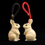 桃木兔子汽车钥匙扣挂件十二生肖兔木雕刻吉祥物饰品