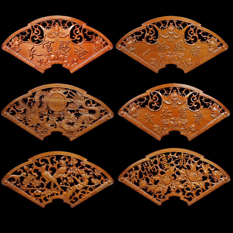 桃木扇形天官赐福门对门牌匾吉祥如意木雕客厅挂件对电梯阳台实木