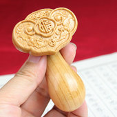 桃木小如意挂件整料雕刻原木手把件文玩挂件挂件汽车装 饰品