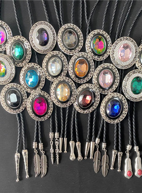 A01B1C4D2领带水晶潮一拉得宫廷3D大钻时光石领绳BOLO TIE