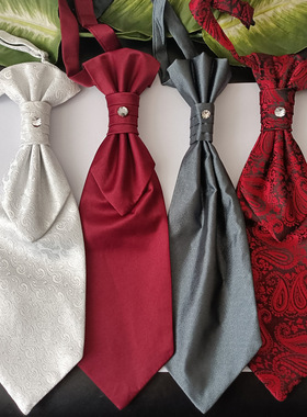 香港结皱钻石礼白色结搭配西服领结摄影新郎英伦结婚晚宴领带男2