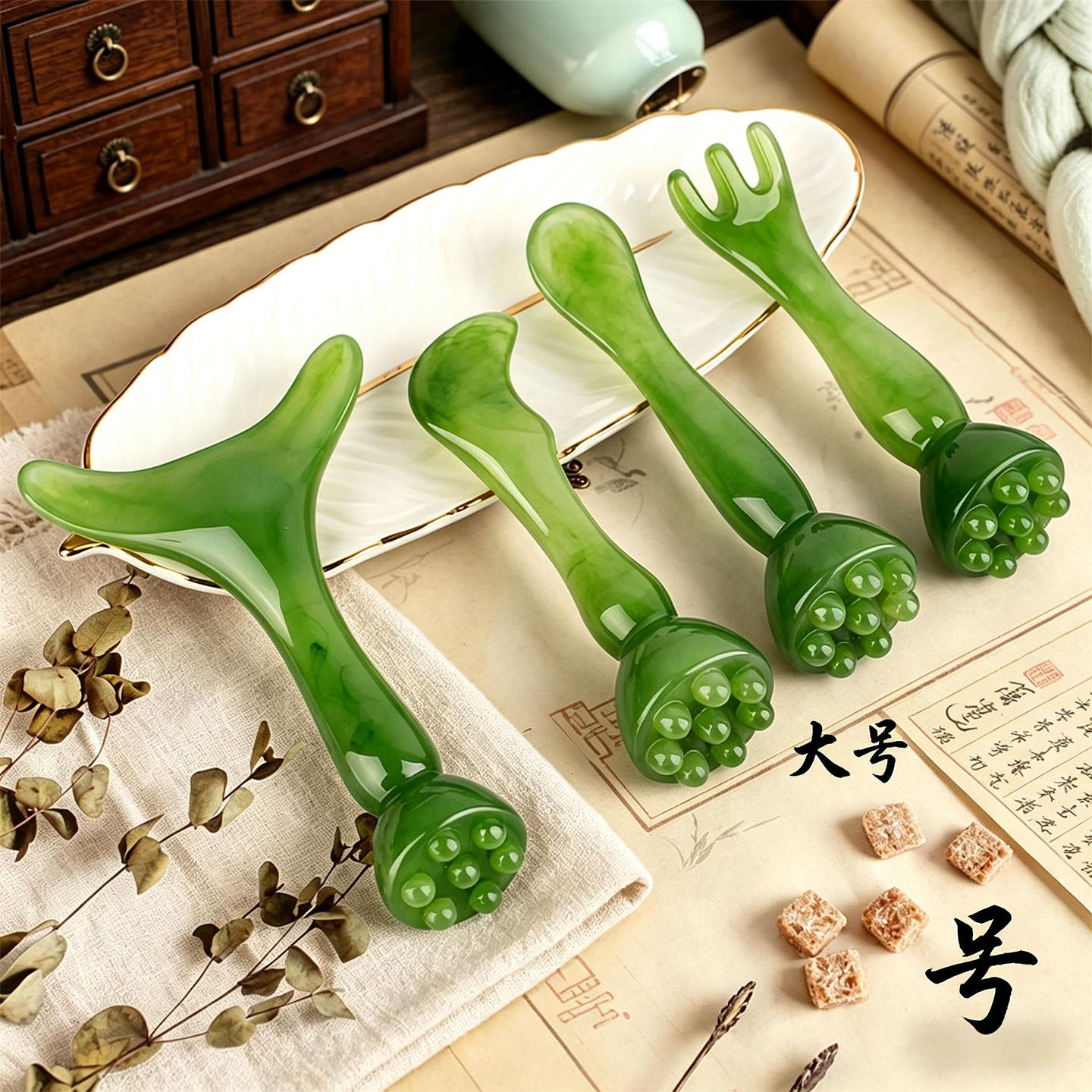 朱雀三啄工具大号羊角莲蓬眼部按摩器面部滚珠点穴拨筋棒护肤美容