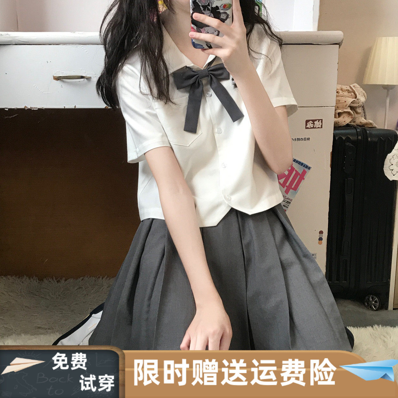 原创JK白色衬衫女短袖jk制服上衣图片