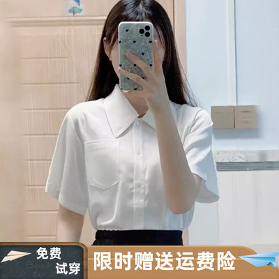 白色雪纺衬衫女短袖夏答辩职业夏