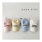 美式 百搭防晒帽子 复古儿童鸭舌帽刺绣字母破边棒球帽男女童春秋季