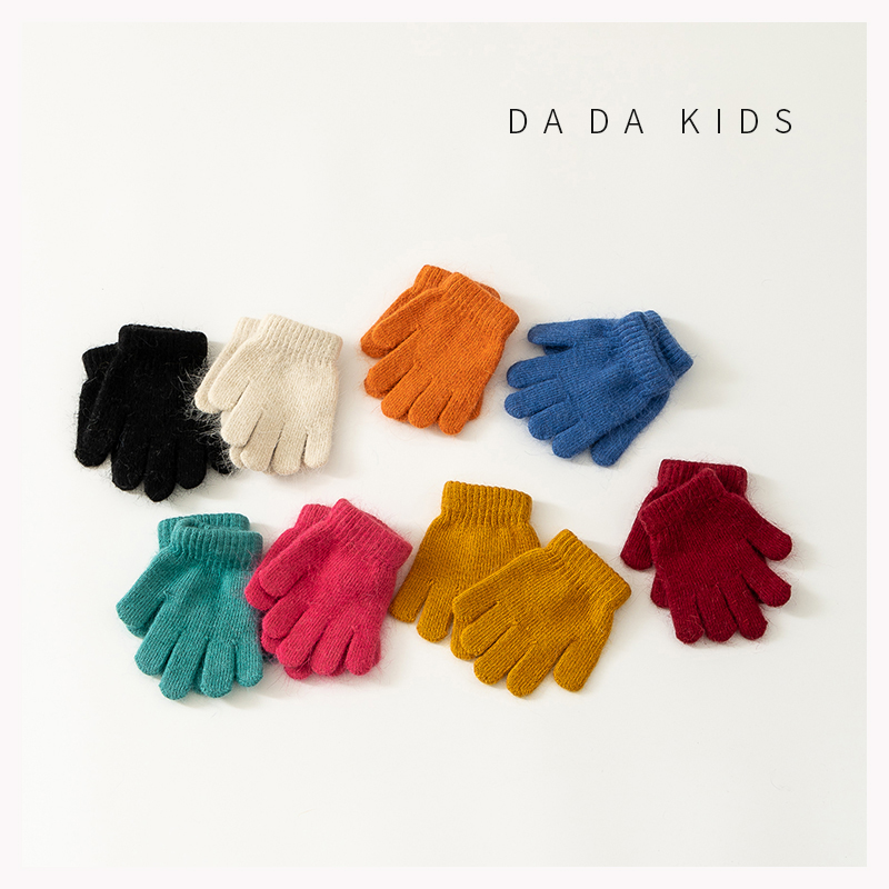 宝宝手套简约纯色好搭兔毛针织